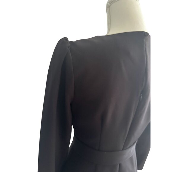 MILLY Belted Black Cocktail Ruffle Trim Dress Size 4 - Picture 4 of 6